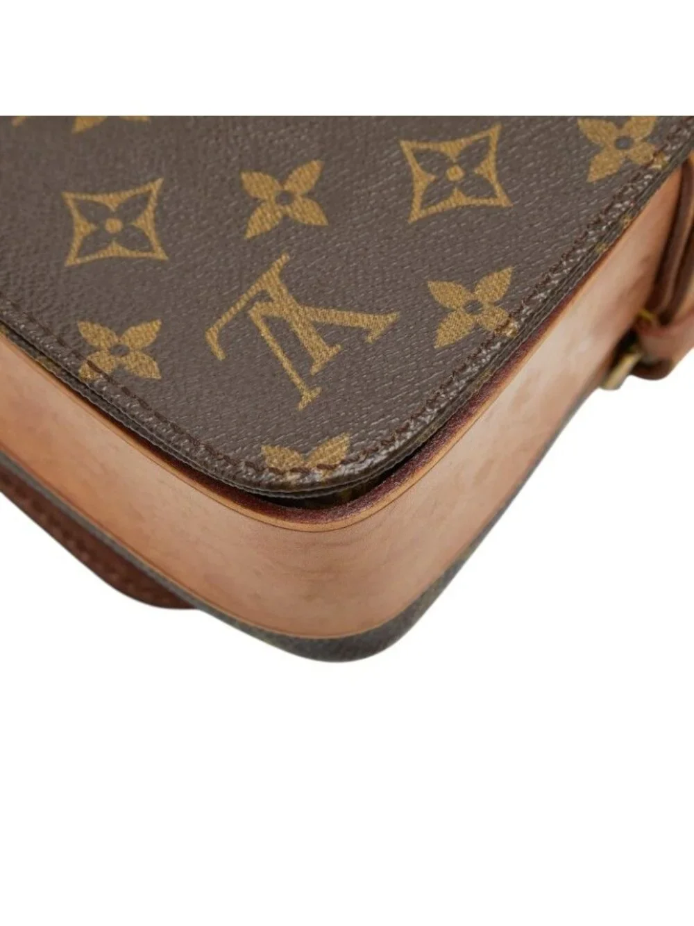 Louis Vuitton Monogram Cartouchiere MM Crossbody Shoulder Bag Brown Leather - Picture 7 of 10